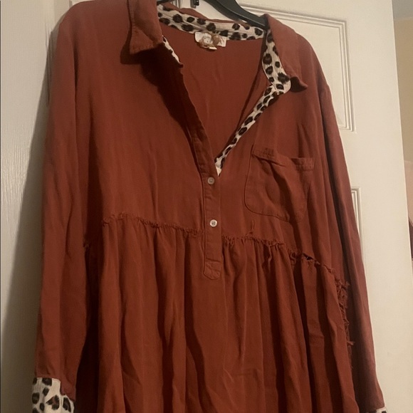 Umgee Rust Midi Dress with Leopard Accents - Picture 4 of 4